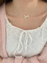 アイレットリボンパールネックレス / [925silver] Eyelet ribbon pearl necklace