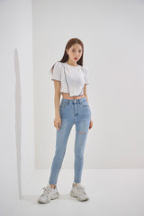 アンバランスクロップTシャツ/TOP(9190) VV Unbalance Crop Tee