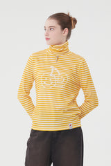 ビッグドゥードゥルチェリーハイネックストライプロングTシャツ／BIG DOODLE CHERRY HIGH NECK STRIPE T-SHIRT [MUSTARD]