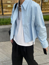 ミニマルビッグカラークロップドシャツ (Unisex)