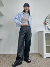 レザーストレートトラウザーズ / leather straight trousers