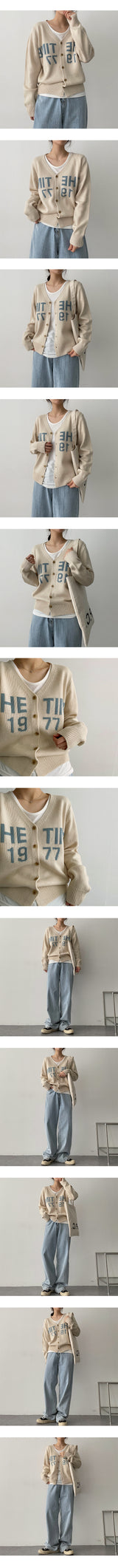 フォーキーレタリングVネックニットカーディガン/Forky Lettering V-Knit Cardigan