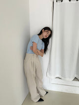 Twisted knitwear short-sleeved