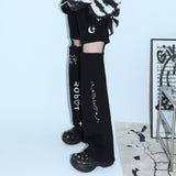 0 7 cut out emoji pants - BLACK
