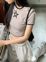 ホルプスターオーバーロック半袖クロップドTシャツ / Holp Star Overlock Short Sleeve Cropped T-shirt