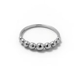 Mini ball crescent ring silver