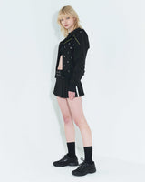 Pleated Logo-Tape Mini Skirt _ Black
