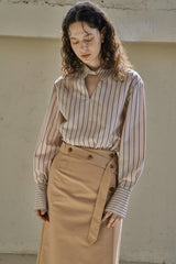 ベルトボタンスカート/BELTED BUTTON SKIRT_BEIGE
