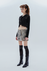 スモッグレザーローライズスカート / smog leather lowrise skirt_charcoal