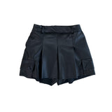 Leather cargo skirt pants