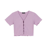 ボタンフロントクロップカーディガン / BUTTON FRONT CROP CARDIGAN (LAVENDER)