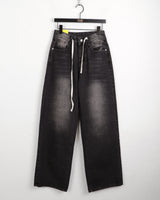 Aker string washing wide denim pants
