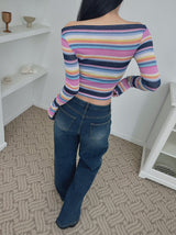 レインボーストライプトップ / rainbow stripe top