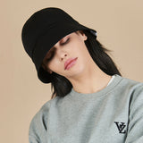 Monogram Label Round Bucket Hat Black