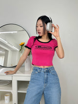 blur short sleeve cropped tee