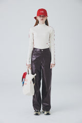 ビーガンレザーワイドパンツ / Vegan Leather Wide Pants [Dark Burgundy]