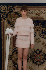Fringe tweed skirt