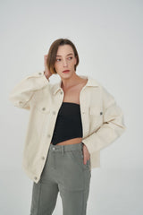オーバーフィットアイボリーデニムジャケット/ OVER FIT IVORY DENIM JACKET [6679]
