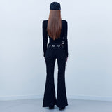 Black Rosy Square Neck Top [Black]