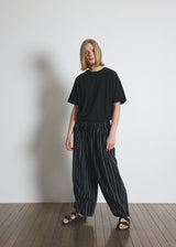 DOTTED-STRIPE BALLOON SWEAT PANTS (Black) / ドットストライプバルーンスウェットパンツ