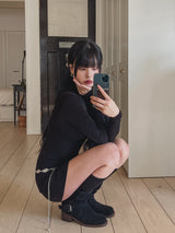 アンバランスシャーリングハイネックワンピース