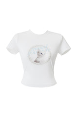 90sフォーカスクロップスパンスリーブTシャツ/90s foucus crop span sleeve t-shirts (white)