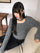 Rucle チョーカー セット ウール スクエアネック リブニット
