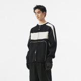 FMCM 23AW ブラック アンド ホワイト クラッシュ バイカー ニット ジップ カーディガン ジャケット