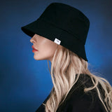 Herringbone label bucket hat BLACK