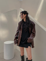 (UNISEX)ライニングレザーブレザー