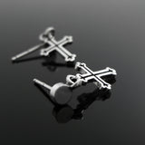 クロスシルバーイヤリング / Grapevine-D1 cross silver earring (4591916908662)