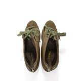 Suede Lace-Up Open Toe Heel(Khaki)