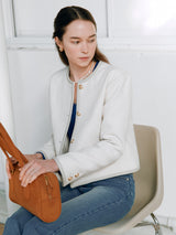 GOLD BUTTON TWEED JACKET IVORY