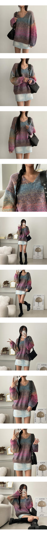 Rainbow V-neck knitwear