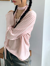 Town Scarf Set Striped Linen Long Sleeve T-Shirt
