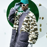 [UNISEX] Reversible Faux Fur Varsity Collar Coat (Camouflage) (6656656343158)