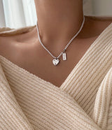 hiv パールハートキッチュネックレス/hiv Pearl heart kitsch necklace (2color)
