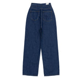 セミワイドフィットストリングポイントダークデニムパンツ/JEON SO MIN SEMI-WIDE FIT STRING POINT DARK DENIM PANTS [17708]