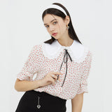 レースビッグカラーフラワーブラウス / LACE BIG COLLAR FLOWER BLOUSE _ WHITE