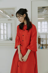 ユニセックスワイドスリーブロングシャツ/unisex wide sleeve long shirts red