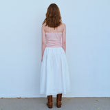 レースヘムフルスカート / LACE HEM FULL SKIRT, WHITE
