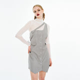 One-shoulder One-piece [Gray]