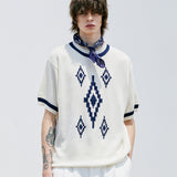 ナバジョパターンリンガーハーフニット / NAVAJO PATTERN RINGER HALF KNIT CREAM