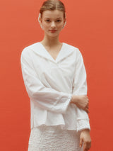 Sailor lace blouse - White (6682590380150)