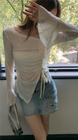 バウアオフショルダー長袖Tシャツ
