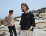 【OUTLET】オーバーサイズフィッシュネットディテールSSセーター BLACK