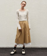 NICOLE ピンタックレイヤードロングスカート