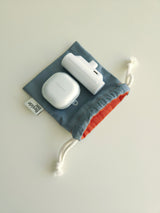 Two tone string pouch - skyblue gray S