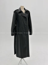 Double leather long coat