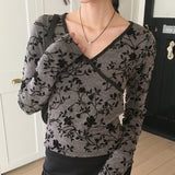 Zlin Paisley Velvet Flower Wrap Long Sleeve T-Shirt